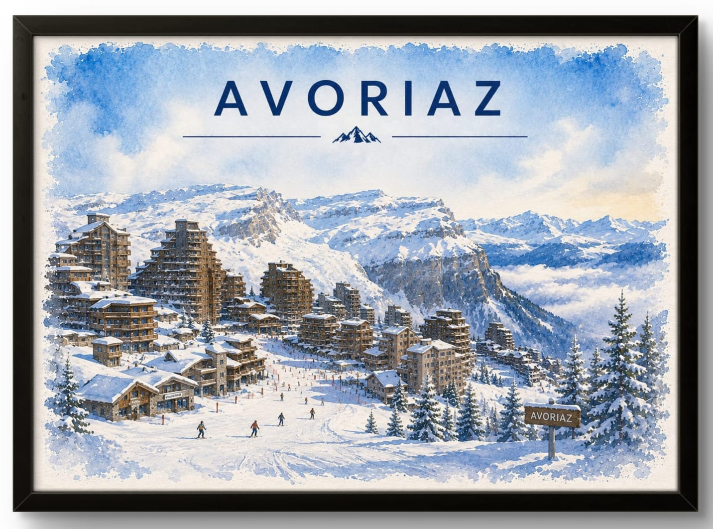 Tableau Montagne Avoriaz — Affiche Encadrée Station de Ski