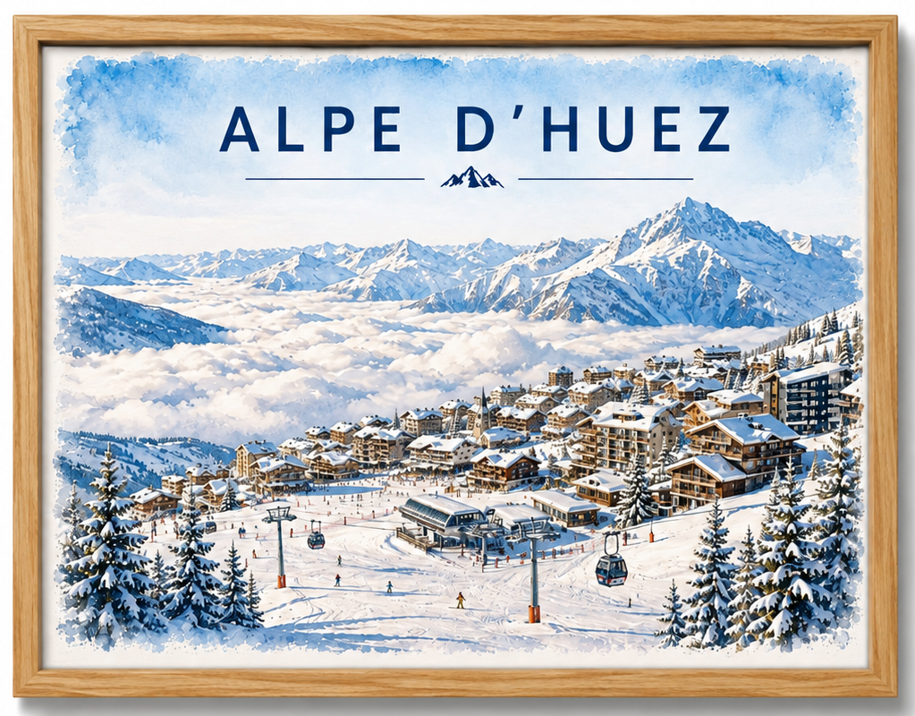 Tableau Alpe d'Huez — Affiche Station de Ski