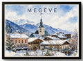 Tableau Mont-Blanc affiche montagne aquarelle encadrée