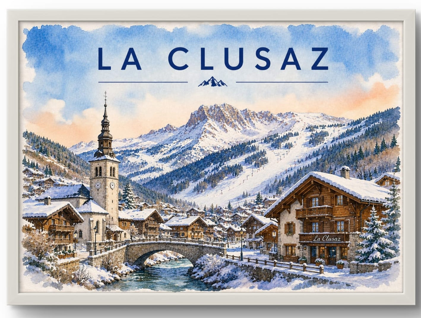 Tableau La Clusaz — Affiche Station de Ski