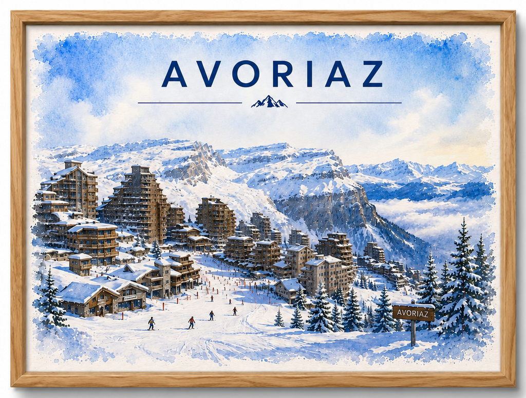 Tableau Montagne Avoriaz — Affiche Encadrée Station de Ski