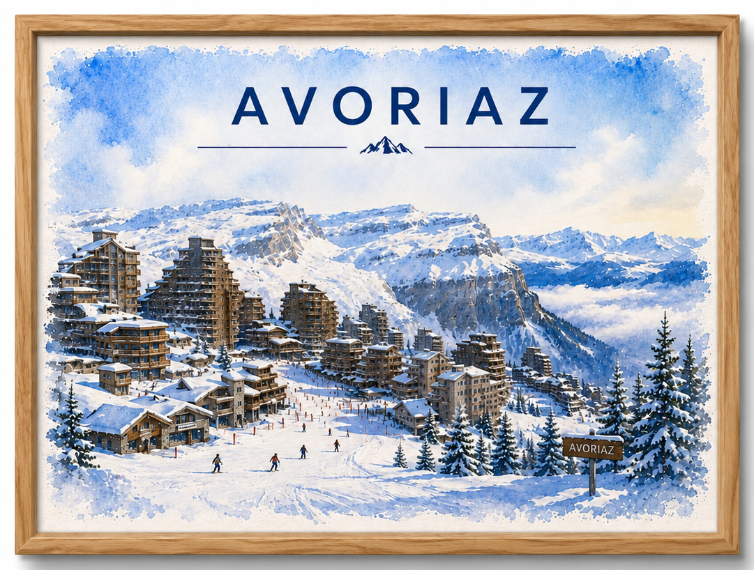 Tableau Montagne Avoriaz — Affiche Encadrée Station de Ski