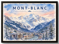 Tableau Chamonix affiche station de ski aquarelle encadrée