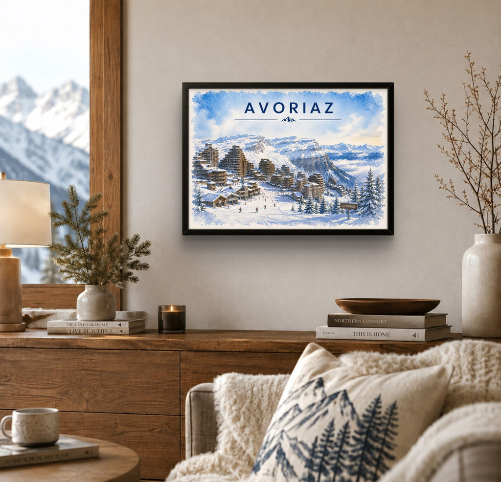 Tableau Montagne Avoriaz — Affiche Encadrée Station de Ski