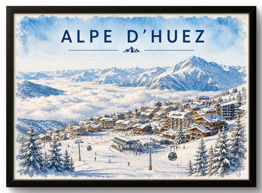 Tableau Alpe d'Huez — Affiche Station de Ski