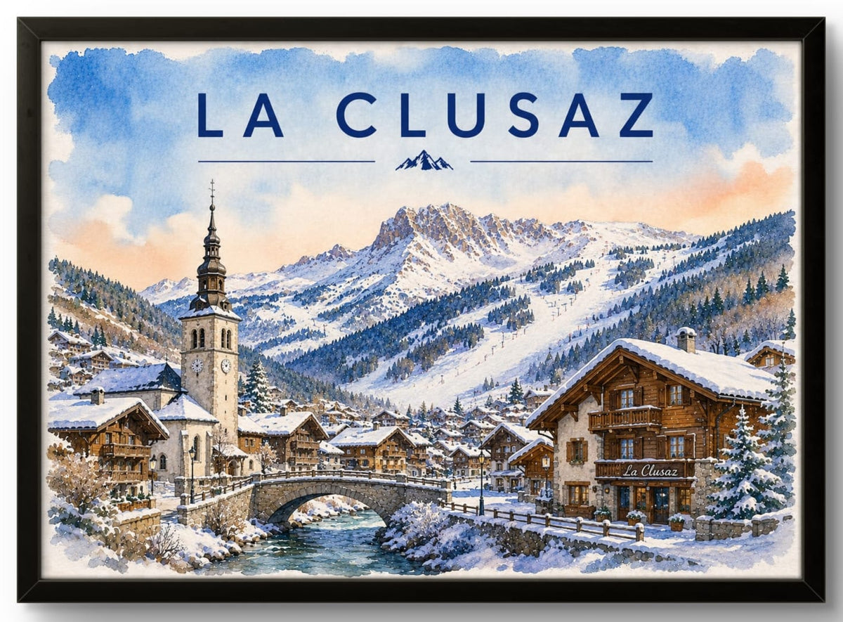 Tableau La Clusaz — Affiche Station de Ski