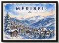 Tableau Val Thorens affiche station de ski aquarelle encadrée