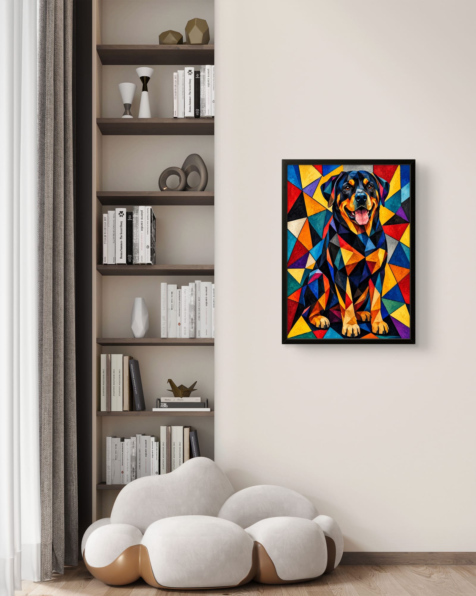 Tableau Rottweiler Cubiste Coloré – Affiche Encadrée Art Contemporain
